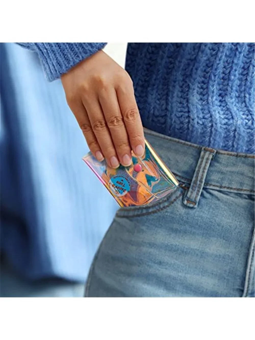 3 Pcs Holographic Makeup Bag Iridescent Pencil Pouch Clear Wallet Transparent
